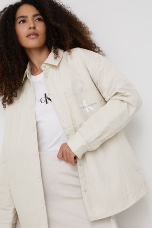 Двостороння куртка Calvin Klein Jeans жіноча колір бежевий перехідна
