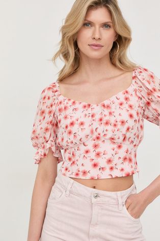 Pamučna bluza Miss Sixty za žene, boja: ružičasta, cvjetni uzorak