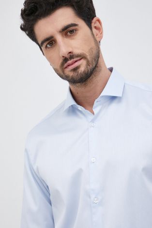 Bavlnená košeľa Hugo pánska, slim, s talianskym golierom