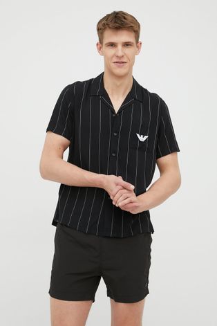 Košulja Emporio Armani Underwear za muškarce, boja: crna, relaxed