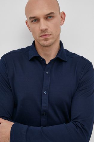 Bavlněné tričko Paul&Shark pánská, tmavomodrá barva, regular, s italským límcem