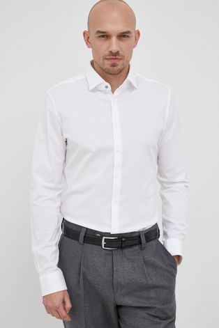 Bavlněné tričko Michael Kors pánská, bílá barva, slim, s italským límcem