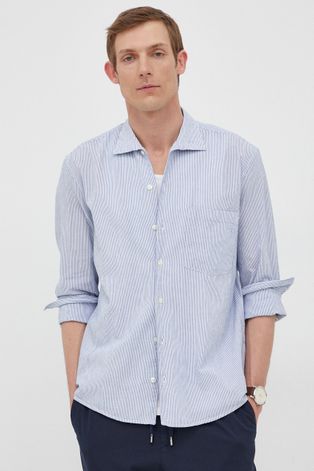 Памучна риза Marc O'Polo мъжка със стандартна кройка с италианска яка