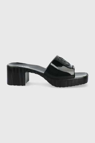 Karl Lagerfeld papuci Jelly Blok Heel femei, culoarea negru, cu toc drept