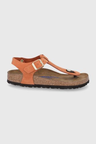 Kožené sandále Birkenstock Kairo dámske, oranžová farba