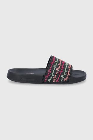 Pantofle Pepe Jeans Slider Colors dámské, černá barva