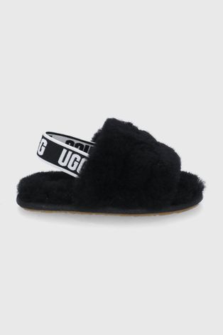 UGG papuci de lana pentru copii culoarea negru
