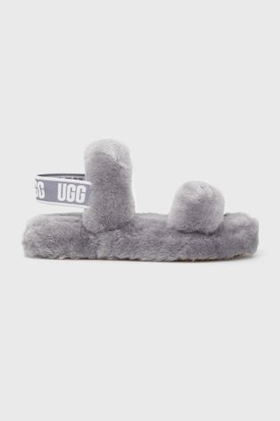 UGG papuci de lana pentru copii Oh Yeah culoarea gri