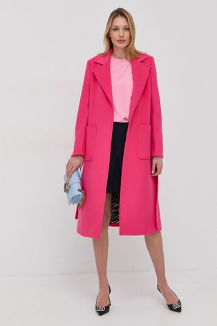Vlnený kabát MAX&Co. ružová farba, prechodný, bez zapínania