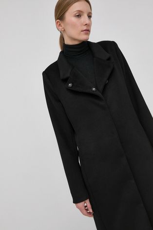 Vlněný kabát Bruuns Bazaar Catarina Janilla černá barva, přechodný