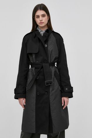 Палто Karl Lagerfeld дамско в черно с преходна изолация