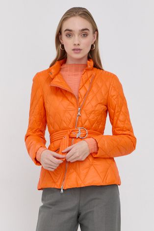 Péřová bunda Patrizia Pepe dámská, oranžová barva, přechodná