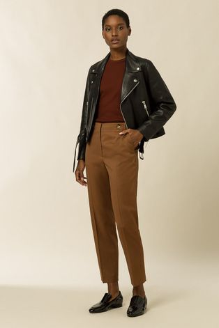 Kožna jakna rokerica Ivy & Oak za žene, boja: crna