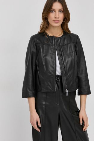 Kožená bunda MAX&Co. dámská, černá barva, přechodná