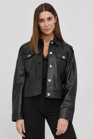 Kožená bunda Custommade Yoel dámska, čierna farba, prechodná