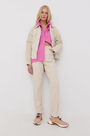 Джинсова куртка Gestuz жіноча колір бежевий перехідна oversize