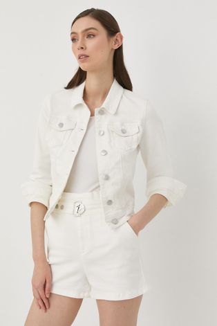 Morgan kurtka jeansowa damska kolor biały przejściowa