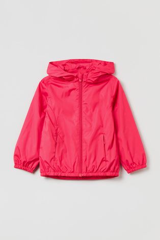 Αδιάβροχο παιδικό μπουφάν OVS χρώμα: ροζ
