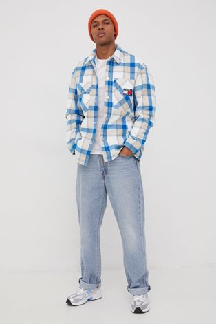Bunda Tommy Jeans pánska, biela farba, prechodná,