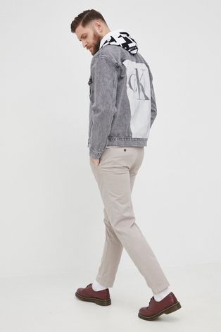 Дънково яке Calvin Klein Jeans мъжко в сиво с преходна изолация