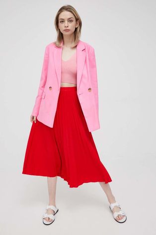 Пиджак с примесью льна Scotch & Soda цвет розовый двубортный однотонная