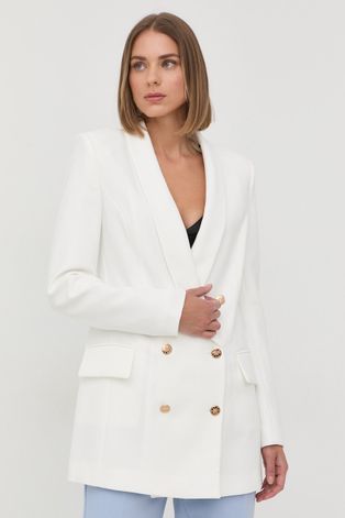 Сако Elisabetta Franchi в бяло с двуредно закопчаване с изчистен дизайн
