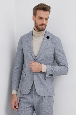 Пиджак с примесью шерсти Tommy Hilfiger мужской цвет серый