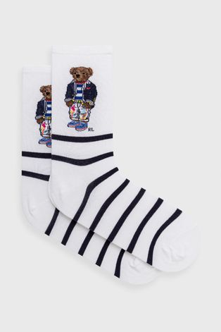 Чорапи Polo Ralph Lauren дамско в бяло