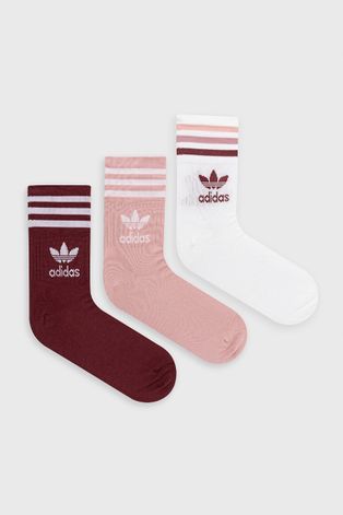 Čarape adidas Originals (3-pack) za žene, boja: ružičasta