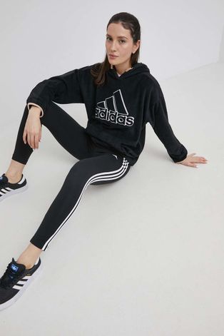 Легінси adidas жіночі колір чорний з аплікацією