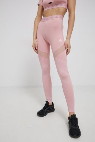 adidas Performance leggins de antrenament femei, culoarea roz, neted