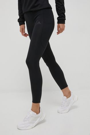 adidas Performance leggins de alergare Fastimpact femei, culoarea negru, neted