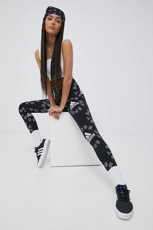 adidas legginsy damskie kolor czarny wzorzyste