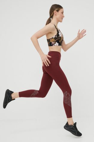 adidas Performance legging futáshoz Own The Run bordó, női, nyomott mintás