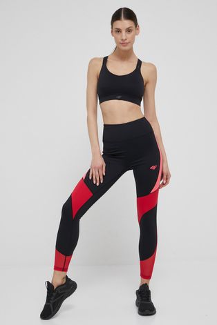4F legginsy treningowe damskie kolor czarny wzorzyste