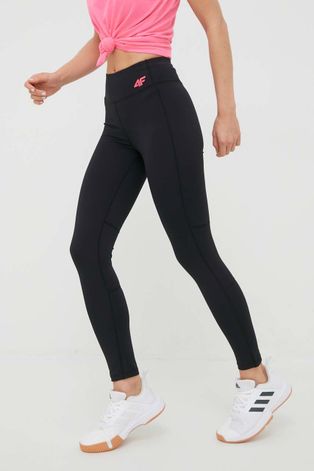 4F legginsy treningowe damskie kolor czarny gładkie