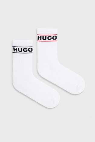Κάλτσες HUGO γυναικείες, χρώμα: άσπρο