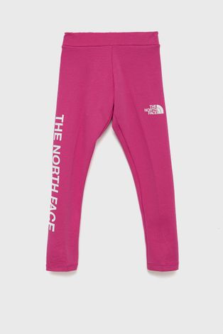 The North Face legginsy dziecięce kolor różowy z nadrukiem