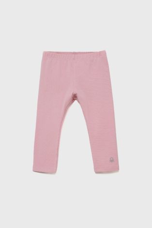 Дитячі легінси United Colors of Benetton колір рожевий гладке