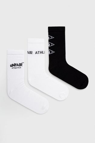 Čarape Unfair Athletics 3-pak za muškarce, boja: crna