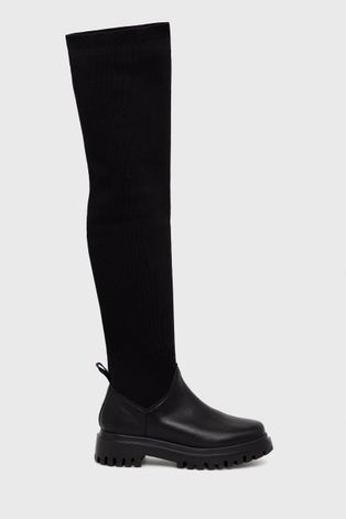 Μπότες Tommy Jeans γυναικείες, χρώμα: μαύρο
