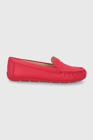 Kožené mokasíny Coach dámské, červená barva, na plochém podpatku