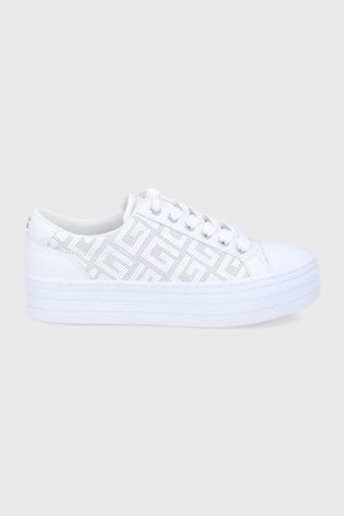 Шкіряні черевики Guess колір білий на платформі