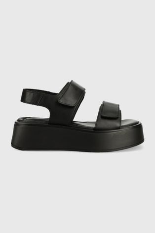 Vagabond sandale de piele Courtney femei, culoarea negru, cu platforma