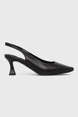 Шкіряні туфлі Karl Lagerfeld Panache колір чорний відкрита п'ята