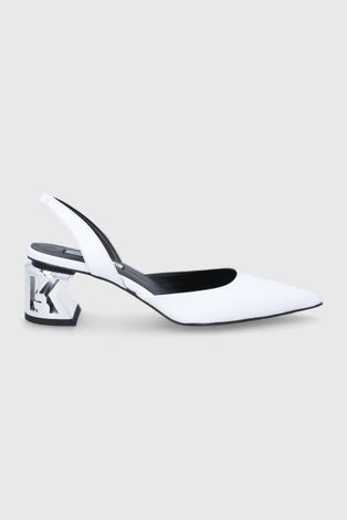 Шкіряні туфлі Karl Lagerfeld K-blok колір білий каблук блок відкрита п'ята