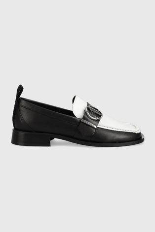 Kožne mokasinke Karl Lagerfeld Mokassino Ii za žene, boja: crna, ravna potpetica