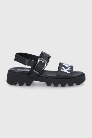 Kožené sandále Karl Lagerfeld Terra Firma dámske, čierna farba, na platforme