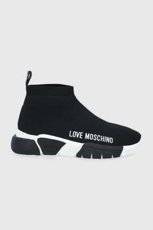 Boty Love Moschino černá barva, na platformě
