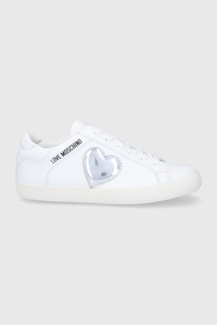 Kožne cipele Love Moschino boja: bijela